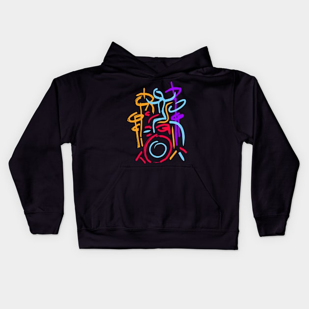 Fancy drummer modern art Kids Hoodie by jazzworldquest